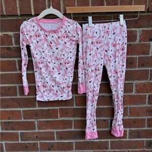 Miozing Ribbon Bow Pink Bamboo Long Sleeve Pajamas 3-4 Toddler Girls